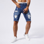 2025 Summer New Men's Ripped Denim Shorts Fashion Vintage Hole Streetwear Stretch Slim Knee-length Short Pants Trendy Brand Male