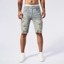 2025 Summer New Men's Ripped Denim Shorts Fashion Vintage Hole Streetwear Stretch Slim Knee-length Short Pants Trendy Brand Male