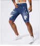 2025 Summer New Men's Ripped Denim Shorts Fashion Vintage Hole Streetwear Stretch Slim Knee-length Short Pants Trendy Brand Male