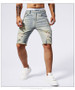 2025 Summer New Men's Ripped Denim Shorts Fashion Vintage Hole Streetwear Stretch Slim Knee-length Short Pants Trendy Brand Male