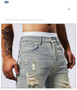 2025 Summer New Men's Ripped Denim Shorts Fashion Vintage Hole Streetwear Stretch Slim Knee-length Short Pants Trendy Brand Male