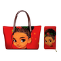 Custom Printed Women Bag Handbags African Girls Printing Purse and Handbags 2pcs Set Shoulder Tote Bag Females Summer Beach Bags