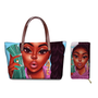 Custom Printed Women Bag Handbags African Girls Printing Purse and Handbags 2pcs Set Shoulder Tote Bag Females Summer Beach Bags