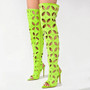 Women Wholesale Suede Cut Out Over Knee High Boots Peep Toe Stiletto Heels Diamonds Shoes Side Zipper Summer Long Booties
