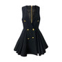 ANSZKTN 2024 Spring and Summer New Style Black V-neck Double-breasted Dress Female Niche Design High-end High-waisted Vest Skirt