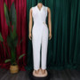Fashion Sleeveless Women Spring Autumn High Waist Straight Wide Leg Jumpsuit