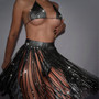 New Black Crystal Tassel Skirt Party Bling Rhinestone Mini Shirt Party Women Skirts