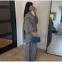Casual Women's Pants Set Turn-down Collar Shirt Loose Bottom Female Plaid Printing Sets 2026 Summer Fashion Commute Lady Suit