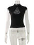 Ahagaga Fashion Women's Summer Club T-Shirt Tops Versatile Waist-cinching Chest Hollow Out Short Sleeves Y2k Sexy Female Casual