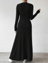 European and American Cross-Border Amazon Dress Slim Fashion Women's Knitted Pure Color Long-Sleeved A-Line Street Long Skirt for Women