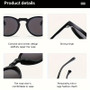 Round Fashion Polarized Women and Men Fashion Glasses UV Protection Trendy Classic Style Ideal for Beach,, Camping, Driving