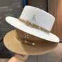 New Metal R Letter Buckle Straw Hat Leisure Summer Travel Sunscreen Hat Women's Fashionable Beach Hat Vintage Hat Church Hats