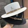 New Metal R Letter Buckle Straw Hat Leisure Summer Travel Sunscreen Hat Women's Fashionable Beach Hat Vintage Hat Church Hats