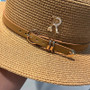 New Metal R Letter Buckle Straw Hat Leisure Summer Travel Sunscreen Hat Women's Fashionable Beach Hat Vintage Hat Church Hats