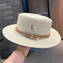 New Metal R Letter Buckle Straw Hat Leisure Summer Travel Sunscreen Hat Women's Fashionable Beach Hat Vintage Hat Church Hats