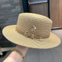 New Metal R Letter Buckle Straw Hat Leisure Summer Travel Sunscreen Hat Women's Fashionable Beach Hat Vintage Hat Church Hats