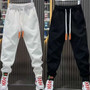 Autumn Men's orange Joggers Korean High Street Sports Trousers Cotton 9-Minute Sweatpants Fashionable Men's Clothing 2024