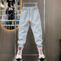 Autumn Men's orange Joggers Korean High Street Sports Trousers Cotton 9-Minute Sweatpants Fashionable Men's Clothing 2024