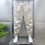 Autumn Men's orange Joggers Korean High Street Sports Trousers Cotton 9-Minute Sweatpants Fashionable Men's Clothing 2024