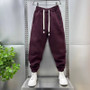 Autumn Men's orange Joggers Korean High Street Sports Trousers Cotton 9-Minute Sweatpants Fashionable Men's Clothing 2024