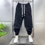 Autumn Men's orange Joggers Korean High Street Sports Trousers Cotton 9-Minute Sweatpants Fashionable Men's Clothing 2024