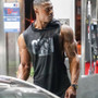 Gym Hooded Tank Top Men Fitness Clothing Mens Bodybuilding Hoody Vest Summer Sports Fashion Cotton Sleeveless T Shirts Plus Size