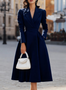 Long Sleeve Holiday Patchwork Chic Maxi Dress Women Autumn V Neck Slim Party Dress Elegant Fashion Ladies Knee Length Dresses