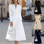 Long Sleeve Holiday Patchwork Chic Maxi Dress Women Autumn V Neck Slim Party Dress Elegant Fashion Ladies Knee Length Dresses