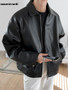 Mauroicardi Spring Autumn Cool Luxury Short Black Soft Light Pu Leather Jacket Men Zipper Casual Mens Jackets and Coats Fashion