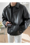 Mauroicardi Spring Autumn Cool Luxury Short Black Soft Light Pu Leather Jacket Men Zipper Casual Mens Jackets and Coats Fashion