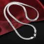 Silver Color  8/16/18/20/22/24 Inch 6mm Side Chain Necklace Bracelet For Woman Men Fashion Charm Wedding Jewelry