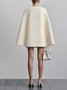 Women Fashion Commuter Solid Blazers Dress Office Double Breasted Waist Party Dress Elegant V-neck Shawl Cape Sleeve Midi Dress