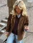 Boyfriend Brown Coat For Women Spring Turndown Collar Long Sleeve Female Jacket 2025 Fashion Loose Single-breasted Lady Coats