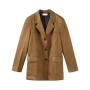 Boyfriend Brown Coat For Women Spring Turndown Collar Long Sleeve Female Jacket 2025 Fashion Loose Single-breasted Lady Coats