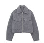 DUOPERI Women Fashion Winter Autumn Fleece Cropped Jacket Lapel Collar Long Sleeves Female Chic Lady Casual Short Outwear