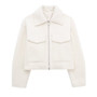 DUOPERI Women Fashion Winter Autumn Fleece Cropped Jacket Lapel Collar Long Sleeves Female Chic Lady Casual Short Outwear