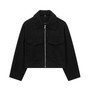 DUOPERI Women Fashion Winter Autumn Fleece Cropped Jacket Lapel Collar Long Sleeves Female Chic Lady Casual Short Outwear
