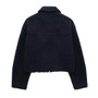 DUOPERI Women Fashion Winter Autumn Fleece Cropped Jacket Lapel Collar Long Sleeves Female Chic Lady Casual Short Outwear