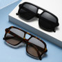 SO&EI Ins Popular Fashion Double Bridges Square Men Sunglasses Vintage Punk Yellow Blue Shades UV400 Men Trending Sun Glasses