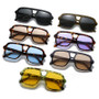 SO&EI Ins Popular Fashion Double Bridges Square Men Sunglasses Vintage Punk Yellow Blue Shades UV400 Men Trending Sun Glasses