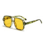 SO&EI Ins Popular Fashion Double Bridges Square Men Sunglasses Vintage Punk Yellow Blue Shades UV400 Men Trending Sun Glasses