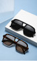 SO&EI Ins Popular Fashion Double Bridges Square Men Sunglasses Vintage Punk Yellow Blue Shades UV400 Men Trending Sun Glasses