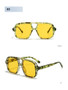SO&EI Ins Popular Fashion Double Bridges Square Men Sunglasses Vintage Punk Yellow Blue Shades UV400 Men Trending Sun Glasses
