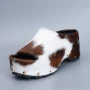 2025 Women Designer Luxury Platform Mules Real Calf Hair Leather Lined Slip On Clogs Slides Sandals Summer Fashion Comfort Shoes