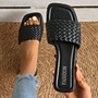Summer Women's Sandals Luxury Fashion Flat Bottom Slippers Casual Simple Solid Colour One Word Woven Strap Sandy Beach Sandals