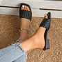 Summer Women's Sandals Luxury Fashion Flat Bottom Slippers Casual Simple Solid Colour One Word Woven Strap Sandy Beach Sandals