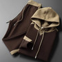 Spring Autumn Men's Light Casual Set Hooded Solid color Simple Luxury Fashion Trend Breathable Two-piece Set