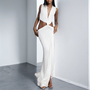 DEAT Spring New Arrival Fashion Hollow Out Sleeveless Dresses For Women Trendy Split V-neck Irregular Dress Female 11A03623