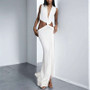 DEAT Spring New Arrival Fashion Hollow Out Sleeveless Dresses For Women Trendy Split V-neck Irregular Dress Female 11A03623