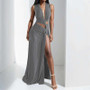 DEAT Spring New Arrival Fashion Hollow Out Sleeveless Dresses For Women Trendy Split V-neck Irregular Dress Female 11A03623